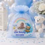 Marturie Magnet, Lemn, Botez, Curcubeu, Urs, 8 cm, MB042 - imagine 3