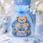 Marturie Magnet, Lemn, Botez, Urs Albastru, 8 cm, MB043 - imagine 3
