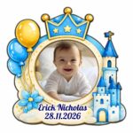 Marturie Magnet, Lemn, Botez, Castel, Print, 8 cm, MB044 - imagine 2