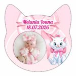 Marturie Magnet, Lemn, Botez, Pisica Roz, 8 cm, MB048 - imagine 2