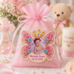Marturie Magnet, Lemn, Botez, Fluture Regal, 8 cm, MB051 - imagine 3