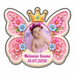 Marturie Magnet, Lemn, Botez, Fluture Regal, 8 cm, MB051 - imagine 2