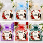 Marturie Lemn, Nunta, Flori Rosii, 8 cm, MLN010 - imagine 2