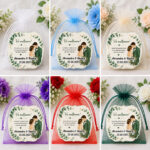 Marturie Lemn, Nunta, Frunze Verzi, 8 cm, MLN012 - imagine 2