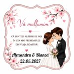 Marturie Lemn, Nunta, Roz, 8 cm, MLN014