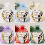 Marturie Lemn, Nunta, Inima, Flori Multicolore, 8 cm, MLN023 - imagine 2