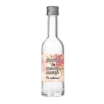 Marturie Nunta, Sticla, Flori Roz, Frunze, 50ml, MTSN011
