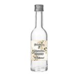 Marturie Nunta, Sticla, Flori Albe, Frunze, 50ml, MTSN013