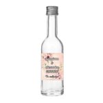 Marturie Nunta, Sticla, Flori Roz, Frunze Verzi, 50ml, MTSN015